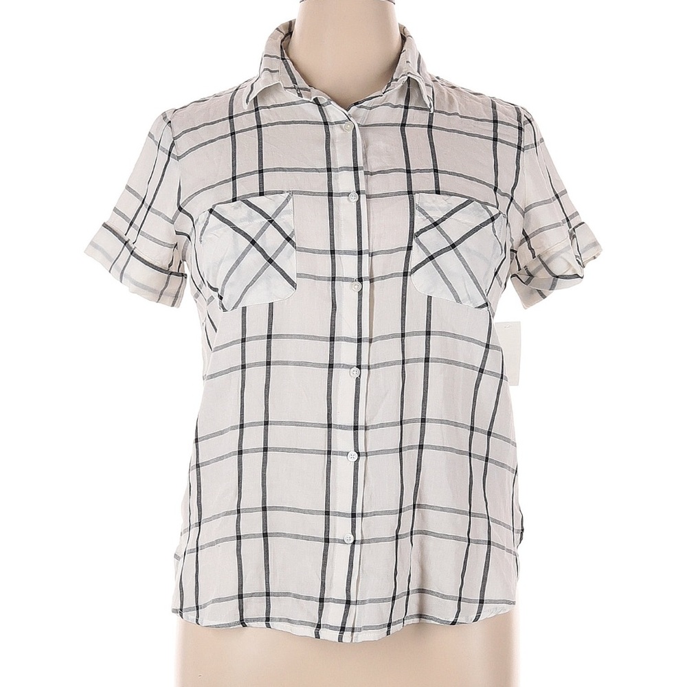Sears Black and White Plaid Button-Down Shirt
